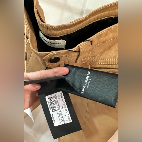 NWT Saint Laurent Leather Kick Flare Pants Beige FR36 - Picture 11 of 16
